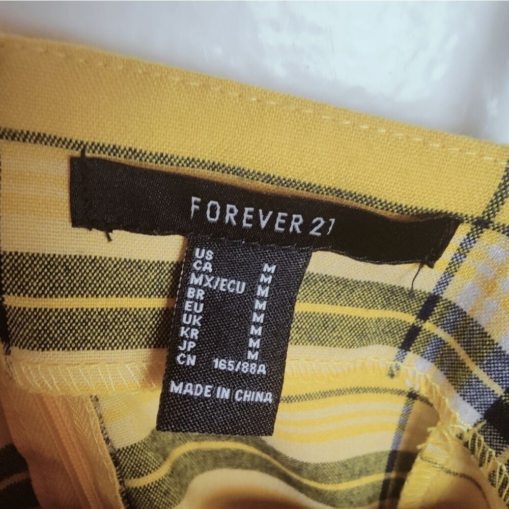 Forever 21 Yellow Plaid 90s Clueless Style Shift Mini Dress, Size M - Picture 7 of 10